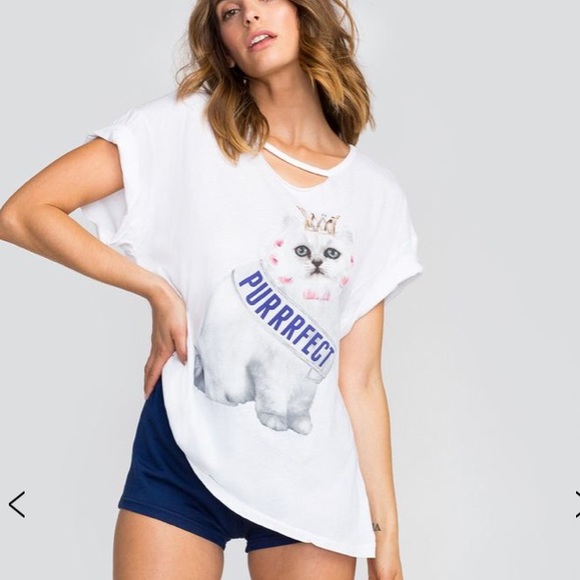 Wildfox Tops - NWT • Wildfox • Rivo Tee Purrfect White Medium